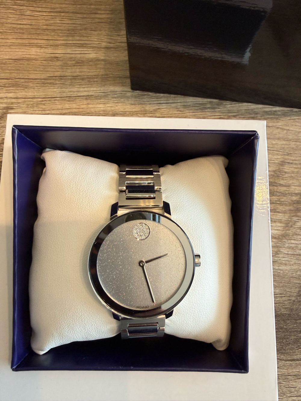 Movado Silver Glitter Dial Bracelet Watch
